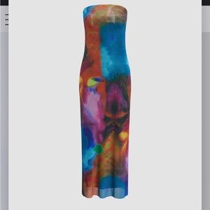 Multicolor Strapless Maxi Dress
